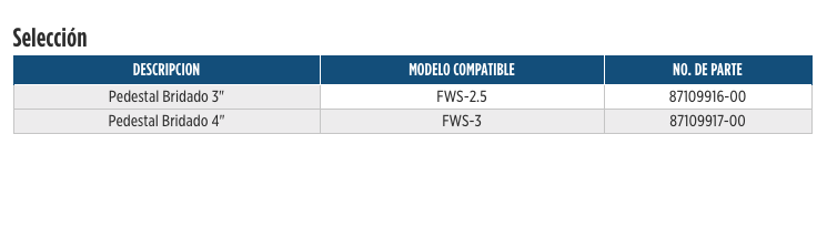 Pedestal Bridado, Accesorio para Serie FWS-2.5 y 3 en Monterrey