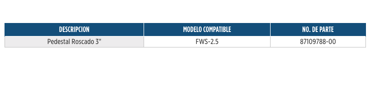 Pedestal Roscado, Accesorio para Serie FWS-2.5 en Monterrey